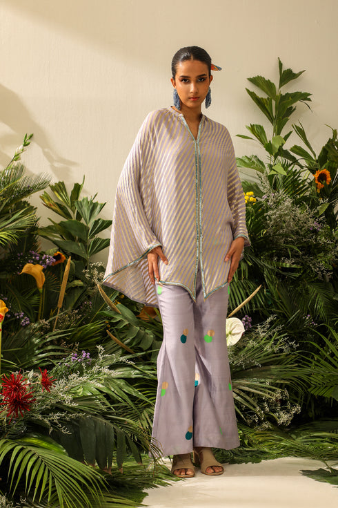 Noorani Lavender Colour Georgette & Chinia Silk Coord Set