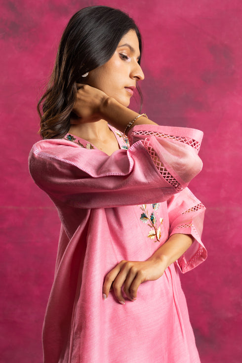 Roopsaar Kurta Set with Dupatta in Pastel Pink