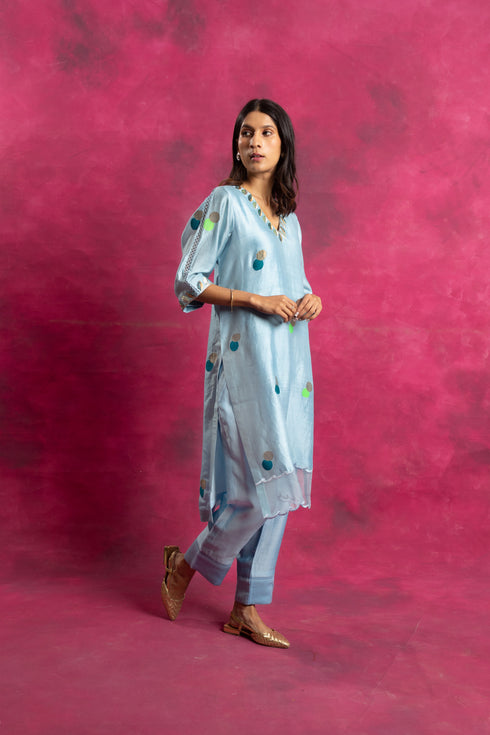 Bahar Kurta Set with Dupatta in Arctic Blue