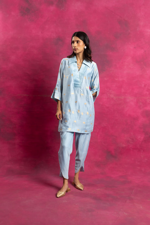 Prakrit Kurta Set in Arctic Blue