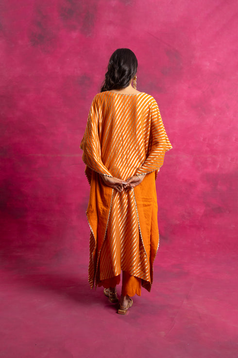 Mahak Kaftan Set in Pepper Orange