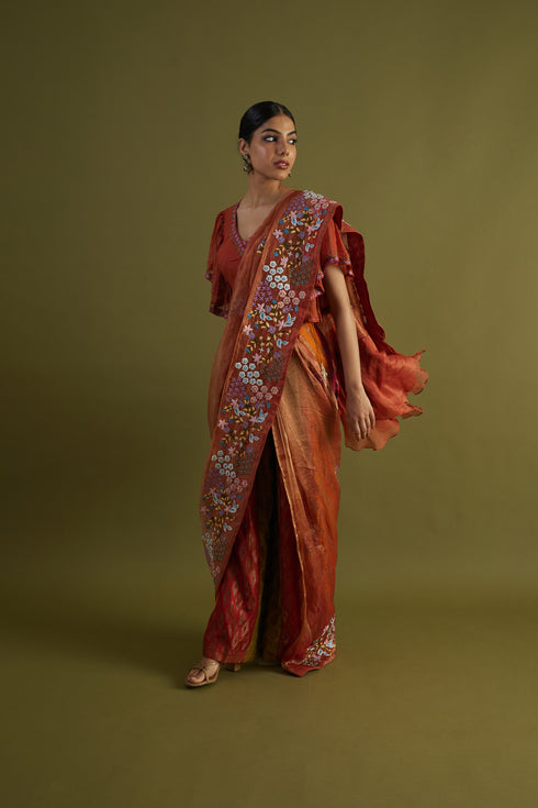 Lantana Sharara Embroidered Drape Saree