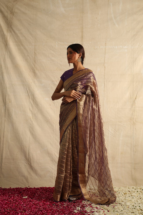 Meghna Tissue Saree in Purple