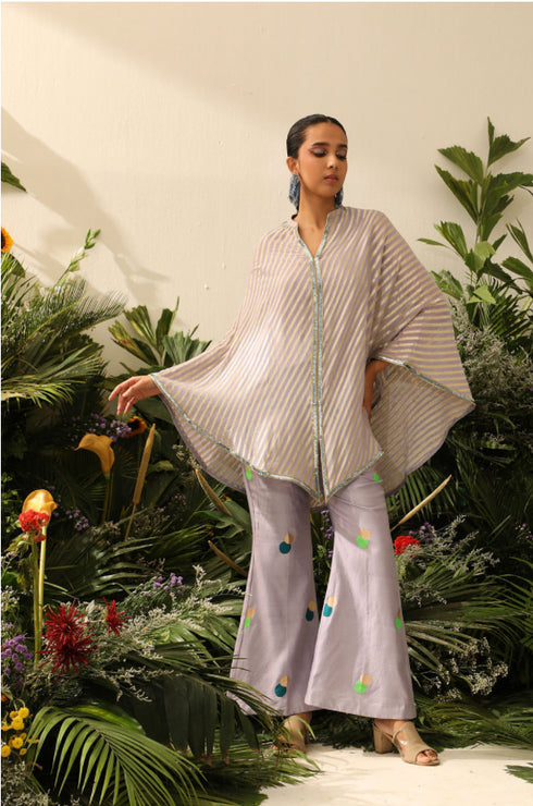 Noorani Lavender Colour Georgette & Chinia Silk Coord Set