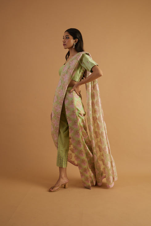 Cherry Blossom Embroidered Drape Saree
