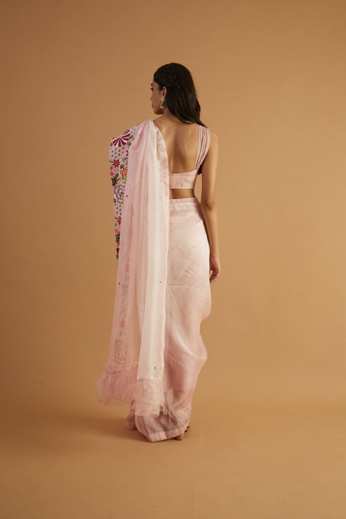Bougainvillea Embroidered Drape Saree