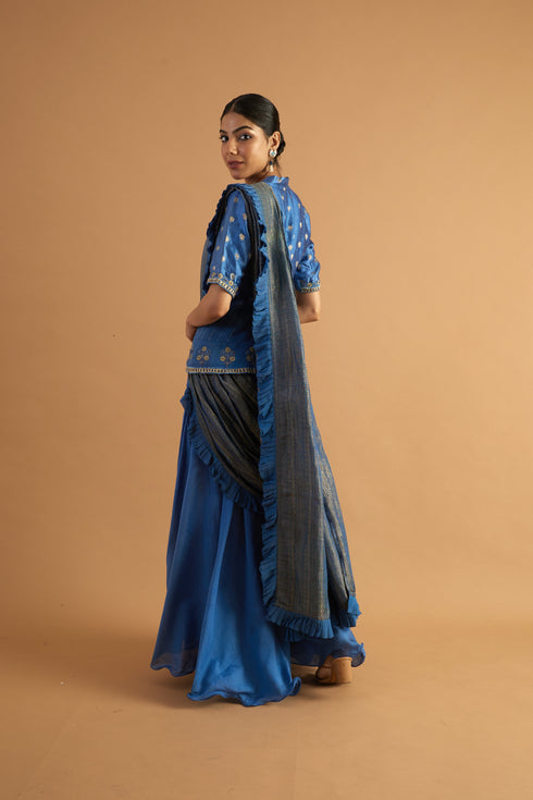Brunnera Sharara Drape Saree