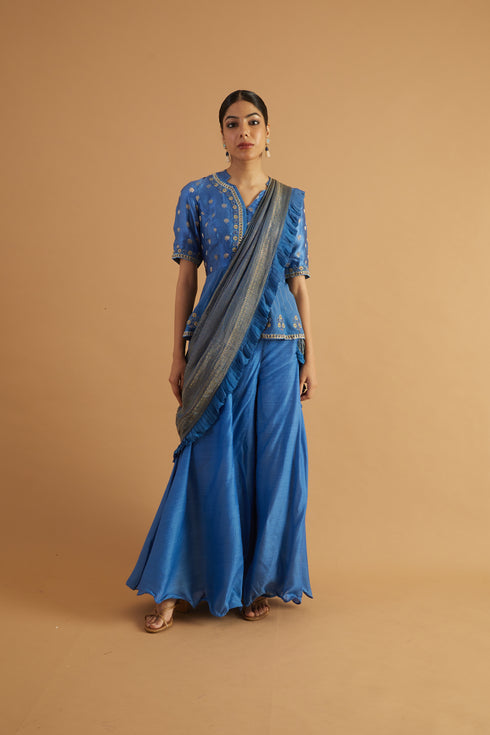 Brunnera Sharara Drape Saree