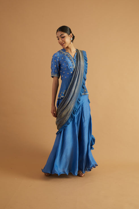 Brunnera Sharara Drape Saree