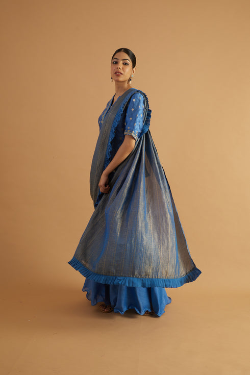 Brunnera Sharara Drape Saree