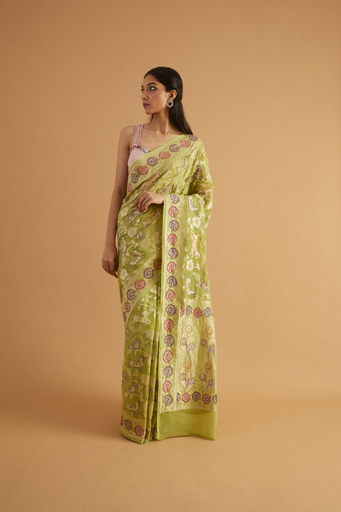 Gavi Handwoven Shikargah Saree