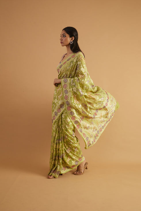 Gavi Handwoven Shikargah Saree