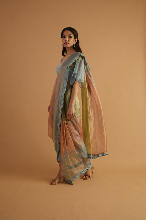Veronica Tricolor Drape Saree