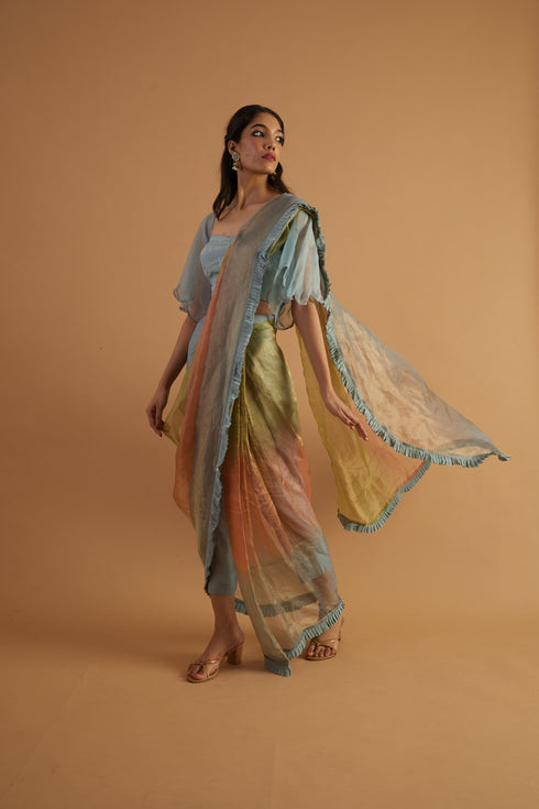 Veronica Tricolor Drape Saree