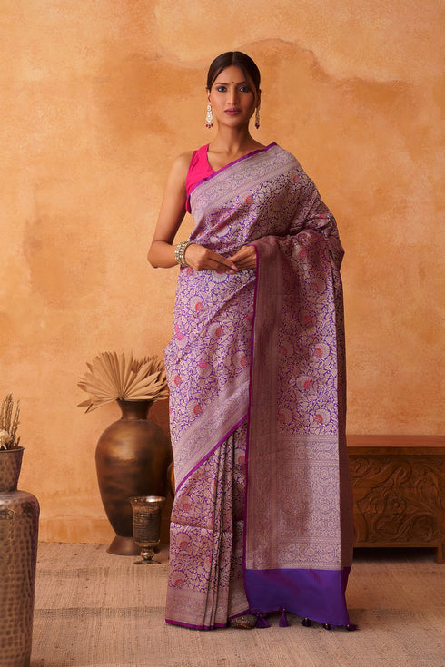 Lilac Handwoven Silk Saree