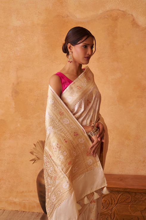 Jasmine Handwoven Silk Saree