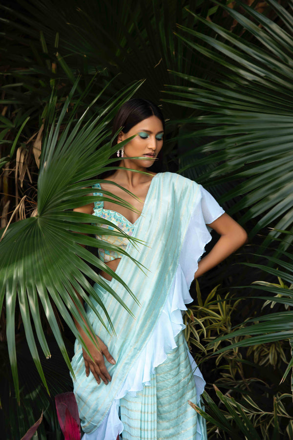 Salvia Drape Ruffle Saree