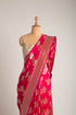 Magenta Pure Silk with Golden Rose Booti