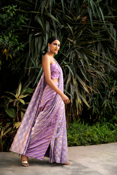 Fuchsia Silk Drape Saree