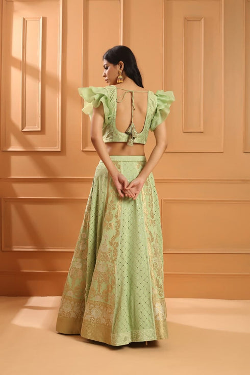 Fern Chikan Lehenga Set
