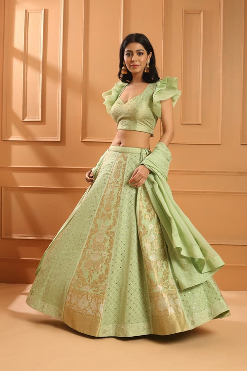 Fern Chikan Lehenga Set