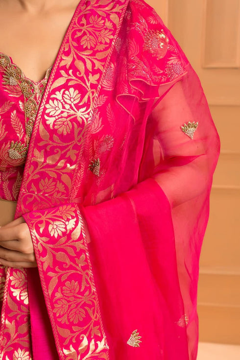 Rouge Katan Kadhwa Lehenga Set