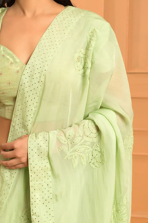 Fern Chikan Lehenga Set