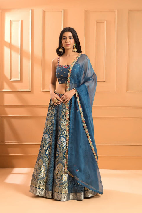 Azure Chikan Lehenga set