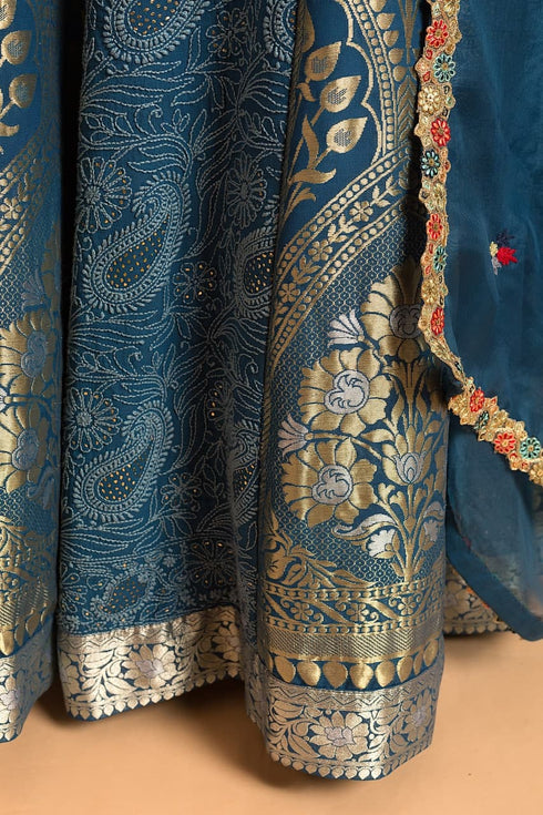 Azure Chikan Lehenga set