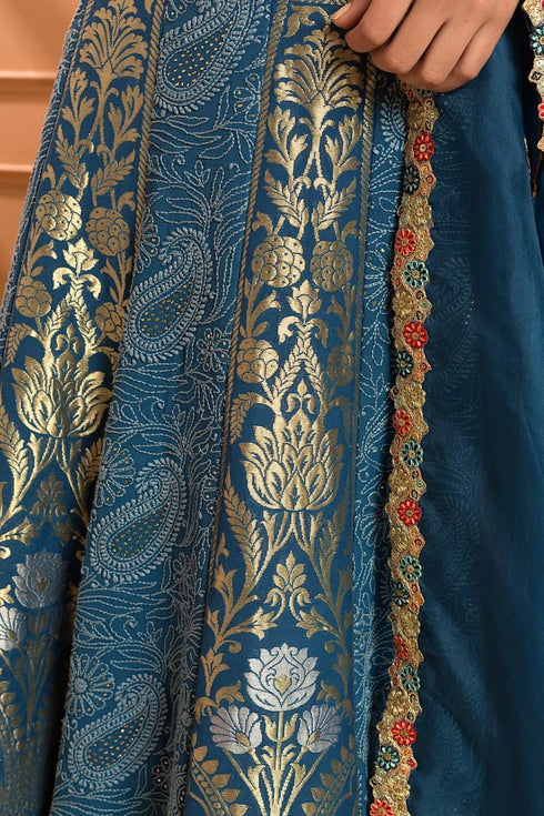 Azure Chikan Lehenga set