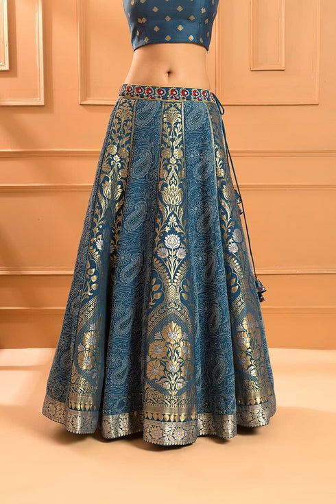 Azure Chikan Lehenga set